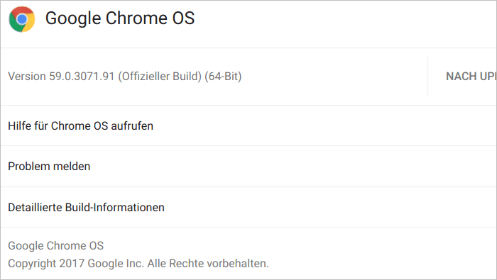 Google Chrome OS Version 59